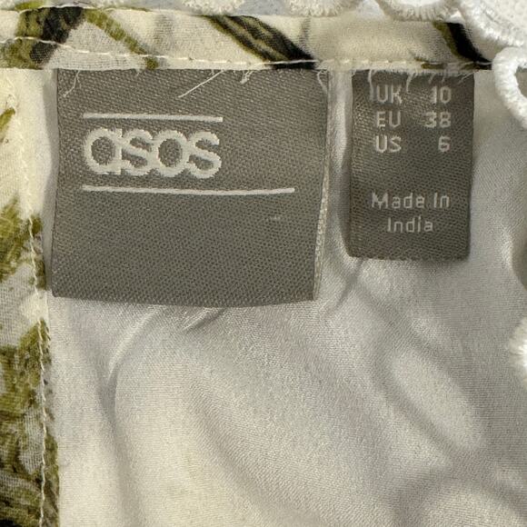 Asos Floral Cluster Embellished Long Sleeve Cut Out Ruffled Mini Dress Size 6 - Picture 15 of 15